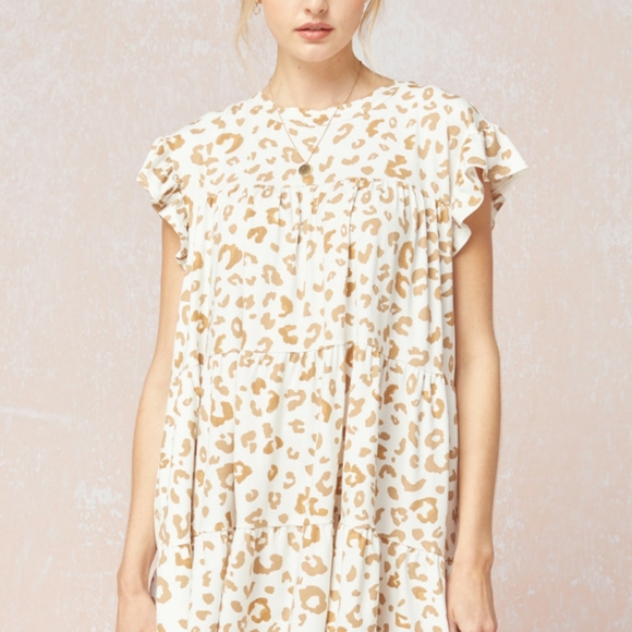 Leopard Print Babydoll Dress NWT - Picture 2 of 7